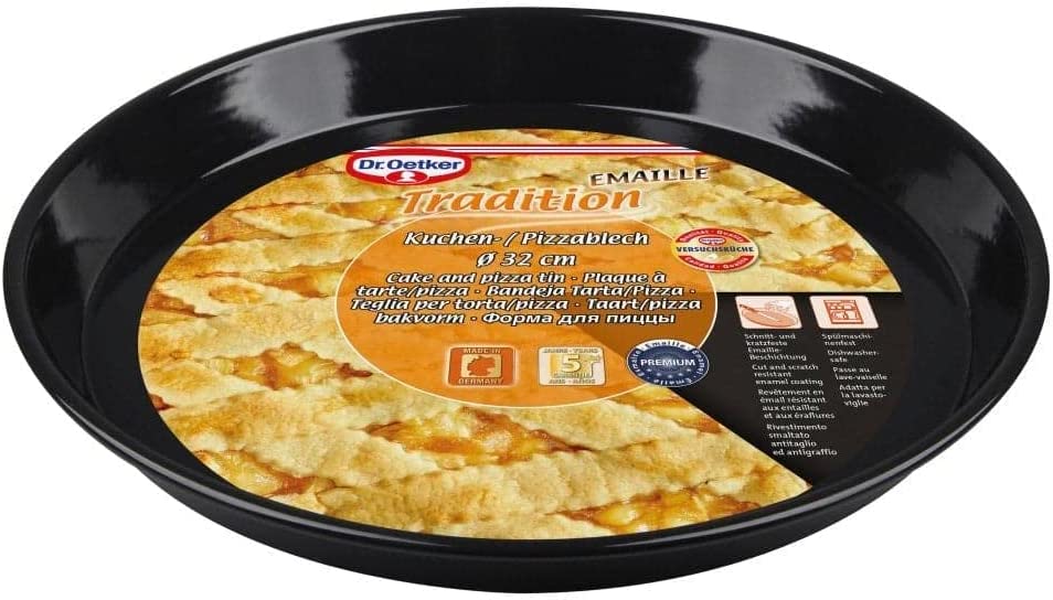 Dr. Oetker 1500 Kuchen- und Pizzablech Tradition Emaille, Ø 32 cm